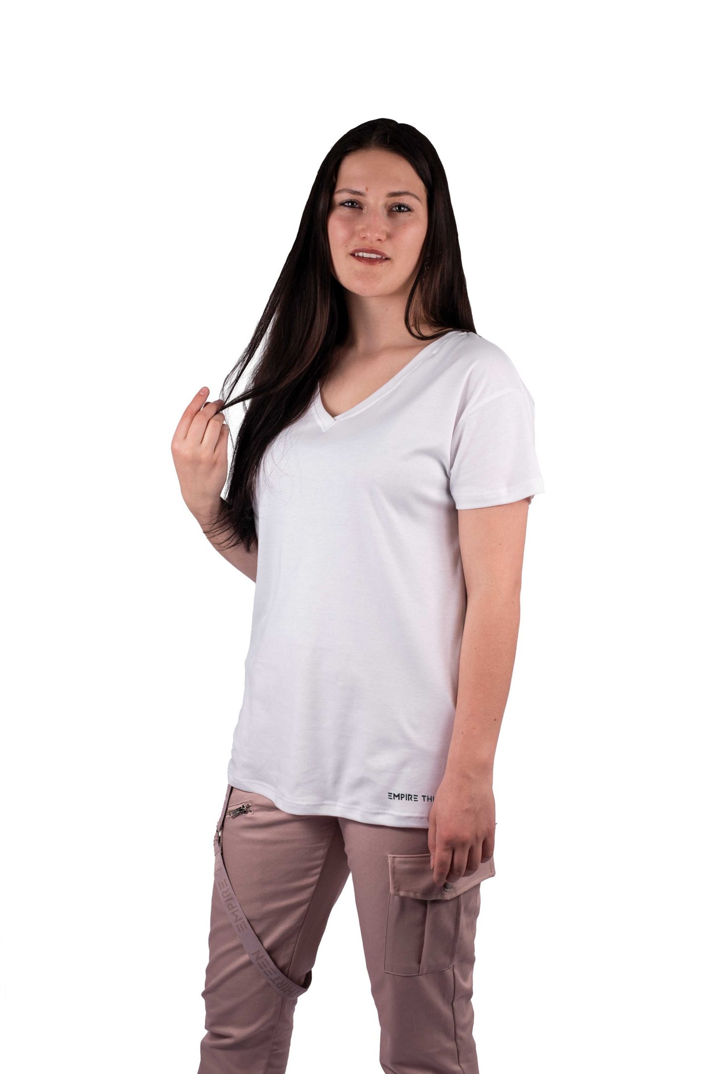 V-Neck Shirt Ladies EMPIRE white