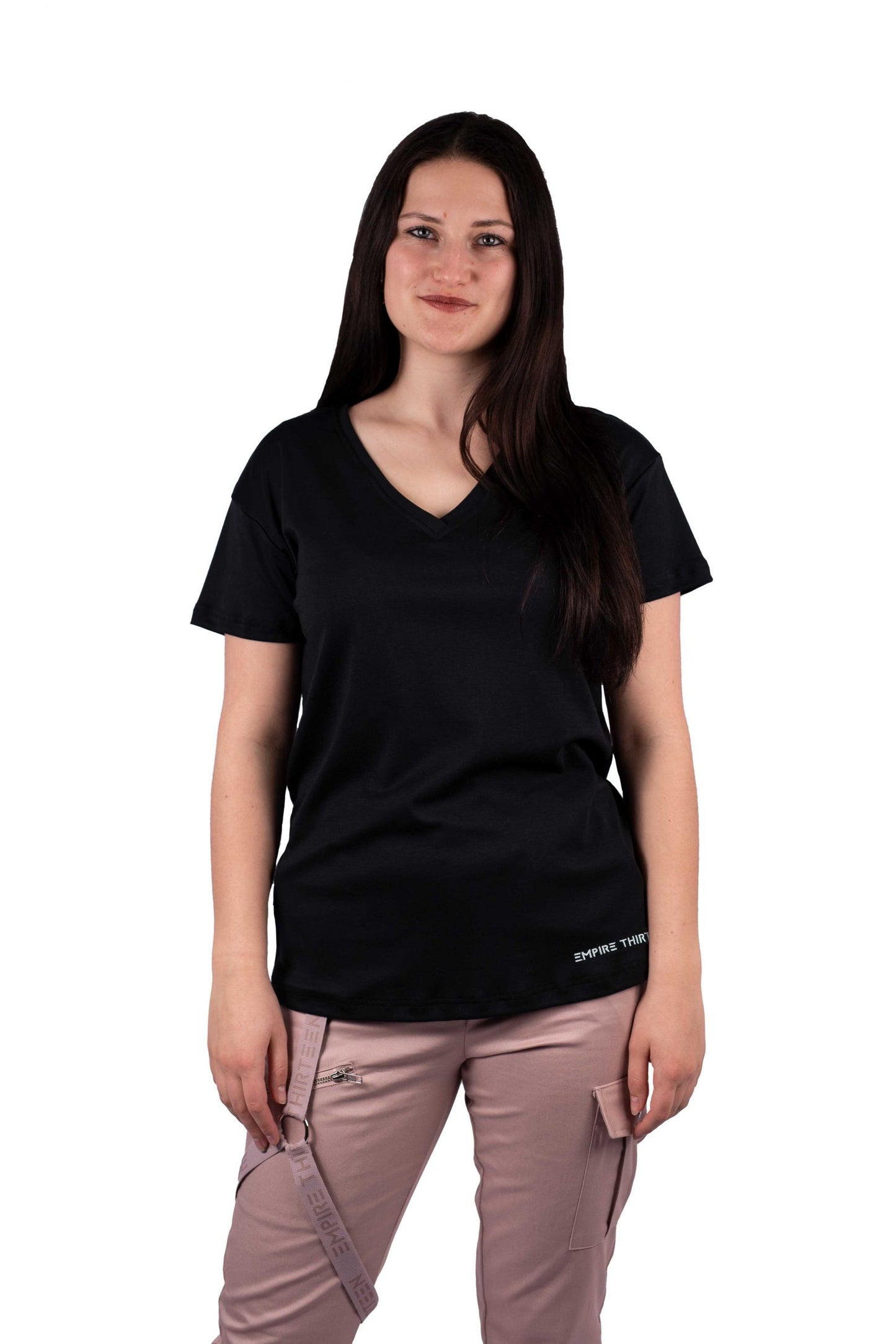 V-neck shirt ladies EMPIRE black